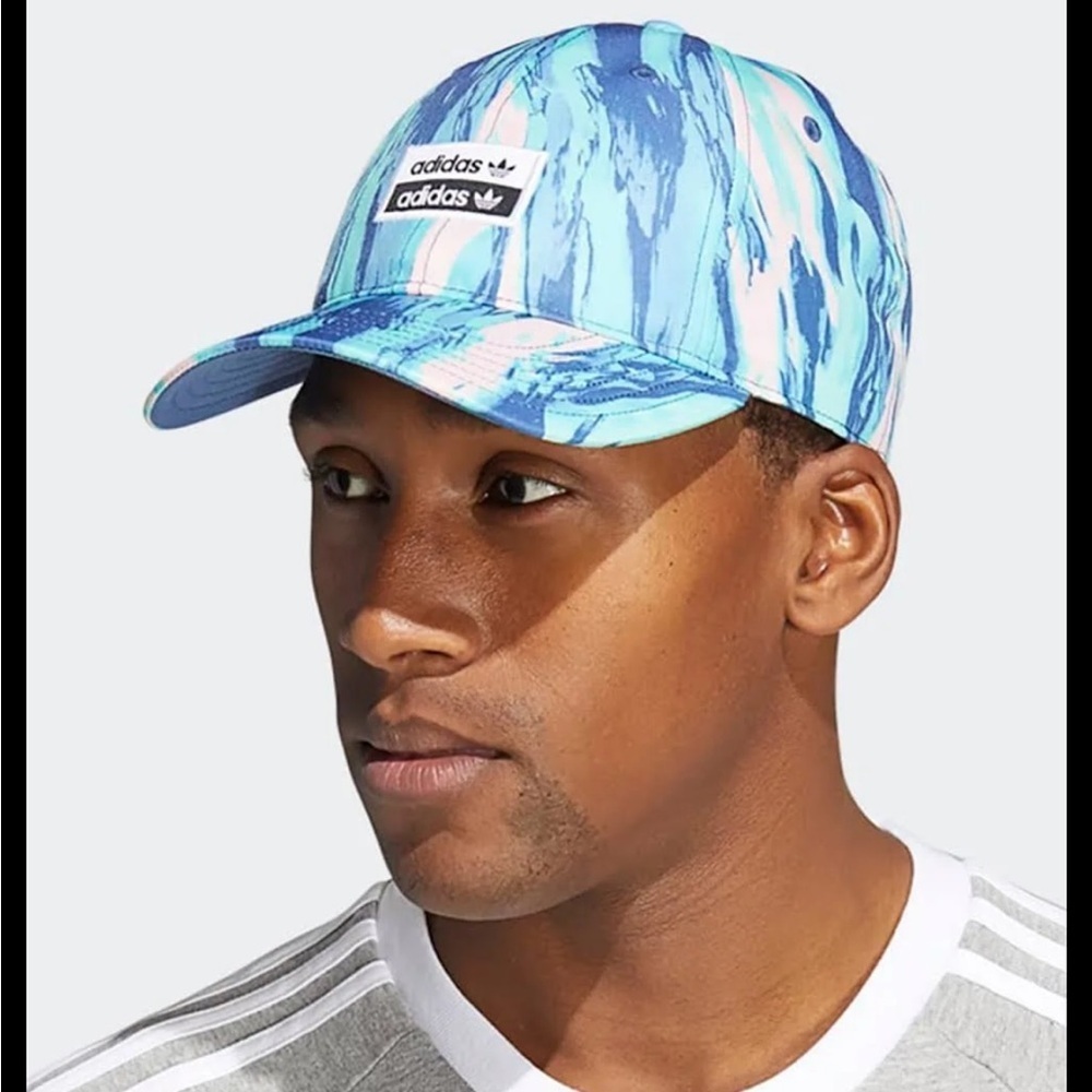 adidas Originals Relaxed Wave Print Hat Tie Dye Swirl Pink Blue Cap